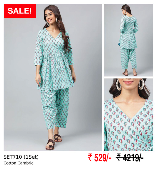 Cotton Cambric Kurtha Set