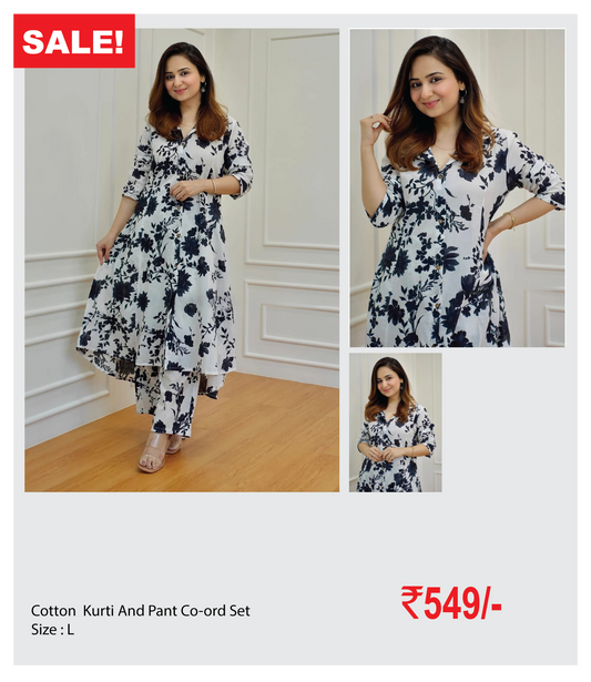 Cotton kurti and pant co-ord set