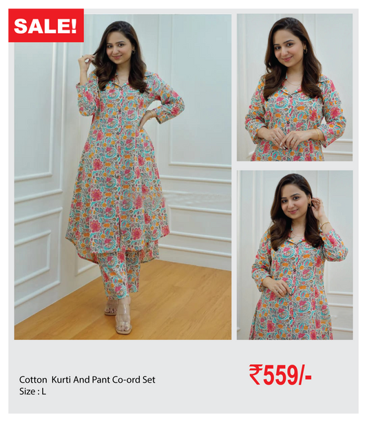 Cotton Kurti and Pant Co-ord set