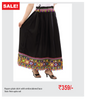 Rayon plain skirt with embroidered lace